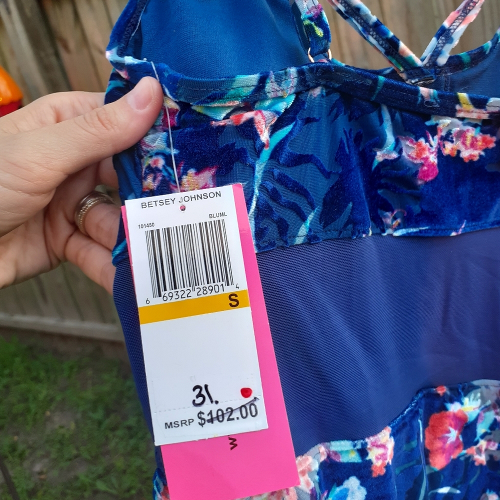 Betsey johnson small one piece bathing suit floral - Picture 3 of 6